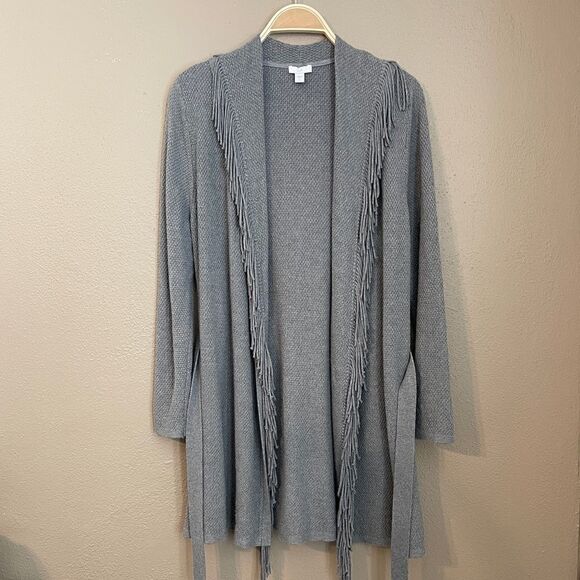 9. J.Jill Fringe Belted Oversized Knit Cardigan Size S - Picture 2 of 6